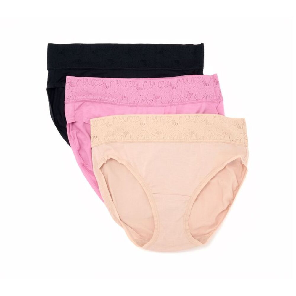 Breezies Women's Panties Sz XL Dahlia Lace Modal Hi-Cut Multi-colored